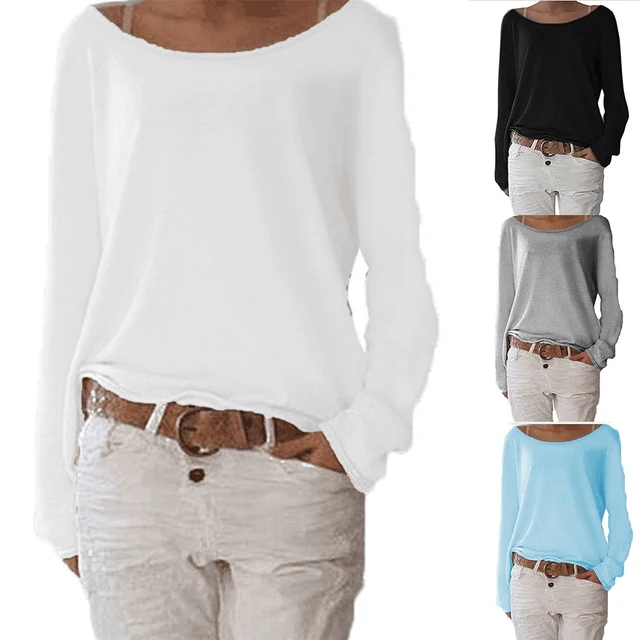 AVODOVAMA M 2018 Nouveau Solide tricot&eacute; Blouse Femme Casual O Cou &Agrave; Manches Longues Femmes Tops L&acirc;che Blusas Chemises