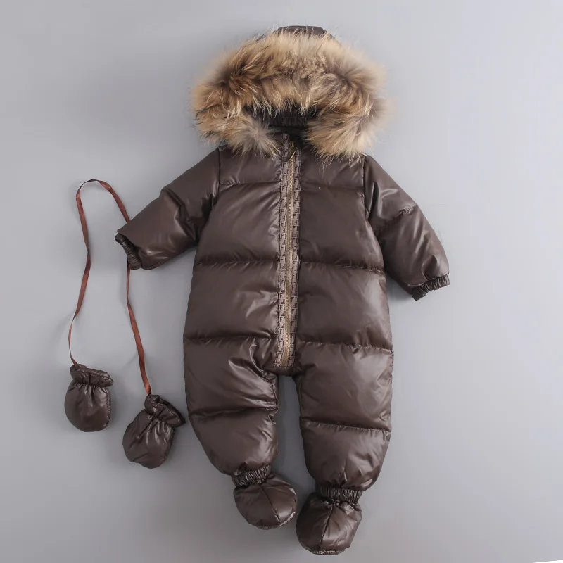 

Mioigee Baby Rompers Baby Thermal Duck Down Winter Snowsuit Baby Cute Hooded Jumpsuit Newborn Baby winter Clothes Ski Suit