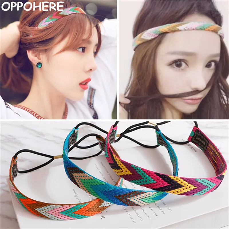 

High Quality Vintage Bohemian Ethnic Embroidery Flower Headband For Womens Girls Elastic Hair Band Retro Hair Accessories