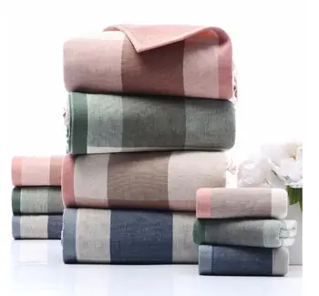 

100% Cotton Plaid Face Towel High Quality Hand Towels for Adults Travel Gym Soft Water Absorbent Bath Shower Towel Home Textile