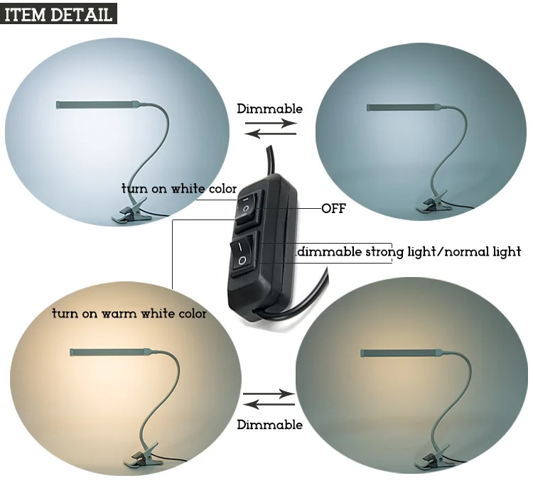 Защитить светодиодный настольная лампа исследование гибкие настольная лампа на зажиме свет клип office затемнения USB сенсорный выключатель