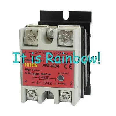 

Free Shipping Single Phase Solid State Relay HPR-40DA 40A 4-32V DC 24-380V AC w Heat Sink