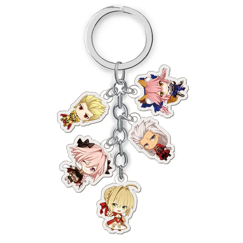

Japanese Anime Fate Zero Keychain Cartoon Figure Fate Stay Night Car Key Chains Holder Best Friend Graduation Christmas Day Gift