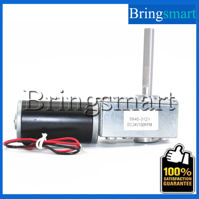 Bringsmart 5840-31ZY 12V DC Motor Reversed Reduction Motor Self-lock Extension Shaft Motor 24V Worm Geared Motors High Torque bringsmart a58sw31zys 12v dc worm motor reversed geared motor double shaft 1 6 70kg cm high torque reducter motor 24v gear motor