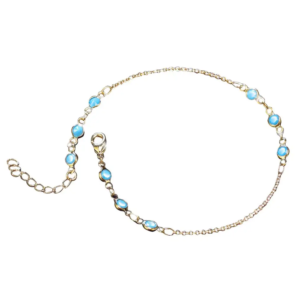 Модные женские модные браслеты из искусственной синей цепи регулируемые пляжные украшения подарки - Окраска металла: Golden