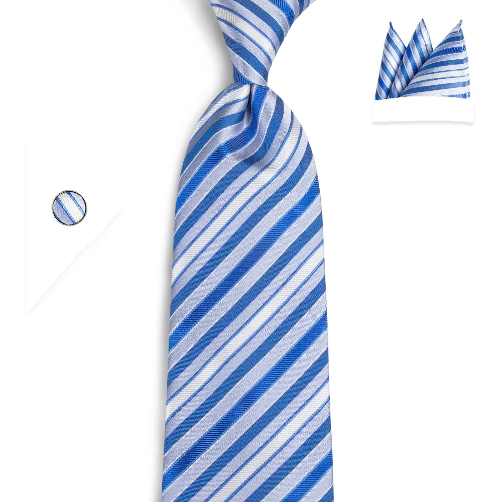 

DiBanGu Men Ties Necktie 8cm Blue White Striped Men's Vestidos Business Wedding Tie Male Dress Gift Gravata England N-7060