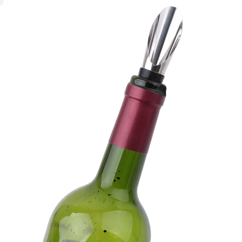 2 In 1 Wine Stopper Red Wine Pouring Tool Stainless Steel Bottle Stoppers Cork Funnel Pourer