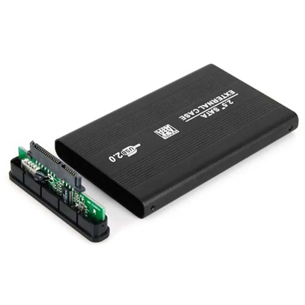 SHUOLE 2.5 Inch HDD External Enclosure Case Metal External Storage Box for Sata to USB 2.0 Hard Drive Disk with USB Cable