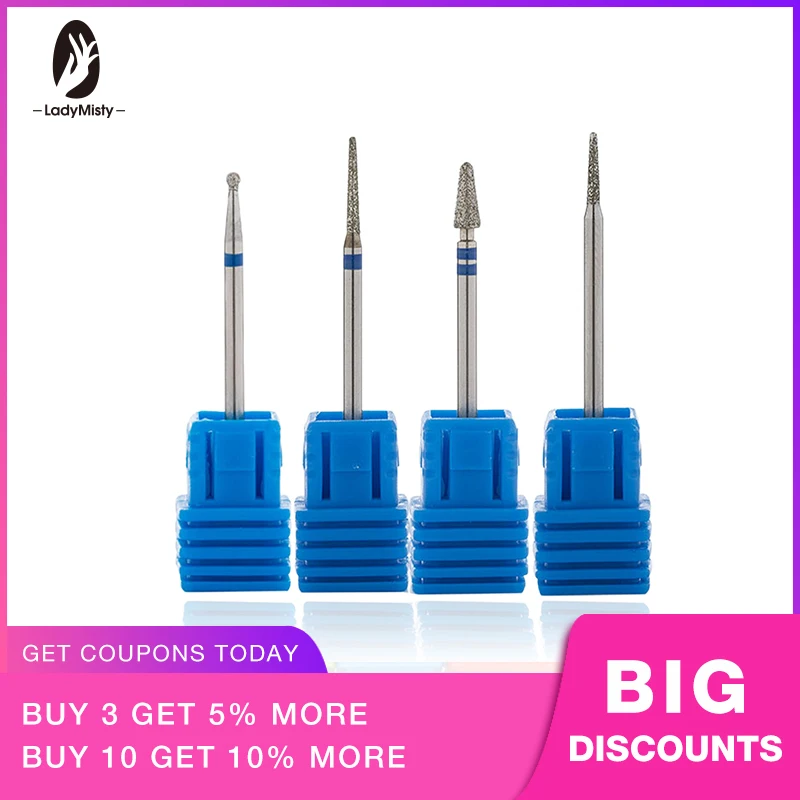 

4Pcs/2.35mm Rotate Burr Mill Cutter Manicure Pedicure Tools lot Spherical Diamond Nail Drill Bit Nail Drill Accessories