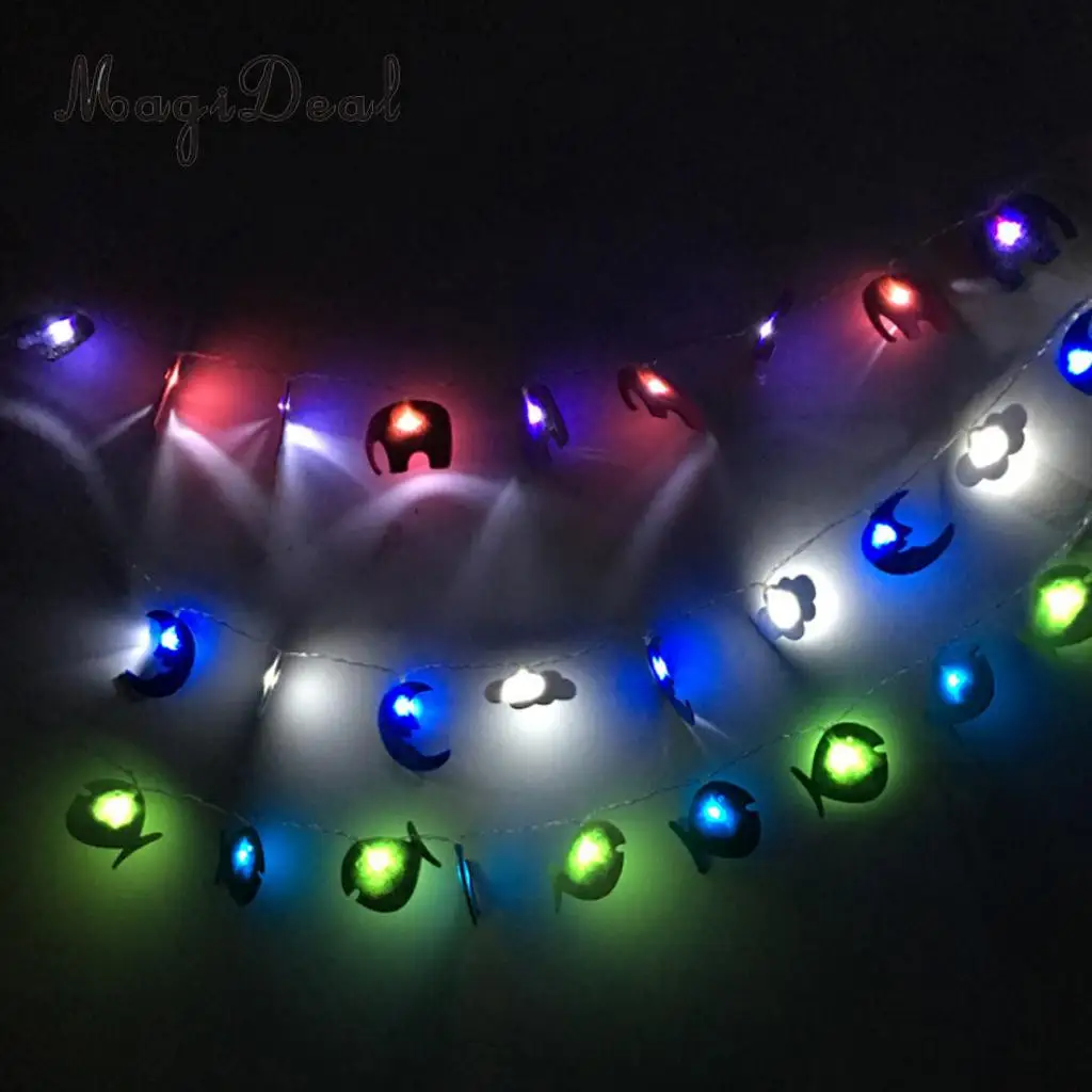 Christmas Kids Birthday Felt LED Lamp Elephant Banner Glows String Light Garland Xmas Party Hanging Bunting Decoration