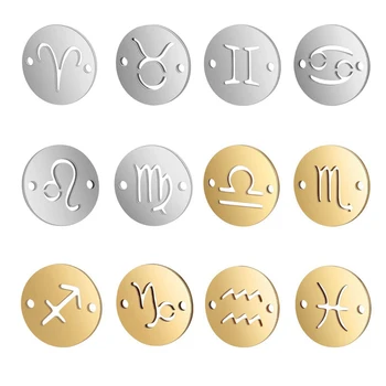 

Semitree 12 Zodiac Constellation Stainless Steel Gold Bracelet Connectors Charms DIY Jewelry Making Handicraft Accessories 12pcs