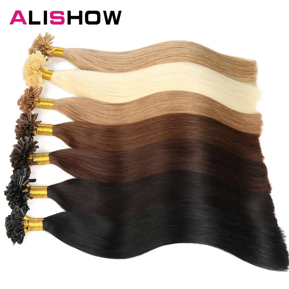 Волосы Alishow 1 г/локон 16 "-24" Remy Nail U Tip человеческих волос расширение Отбеливатель Блондинка 613 Европейский предварительно скрепленные волосы