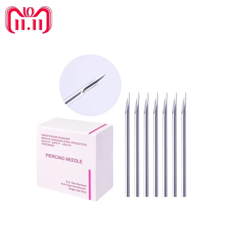 10pcs Stainless Steel Medical Piercing Needles Tattoo Nipple Ear Nose