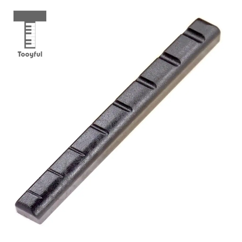 Tooyful Set of 2 Black Plastic Slotted Nut Saddle for 8 String Guitar Ukulele Musical Instrument Parts