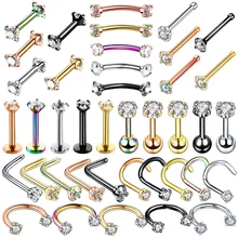 1 шт Стальная Круглая Драгоценная камень Orelha хряща Labret Tragus бровь ноздри серьги пирсинг Ушная перегородка спираль Нос Винт Шпилька ювелирные изделия для тела