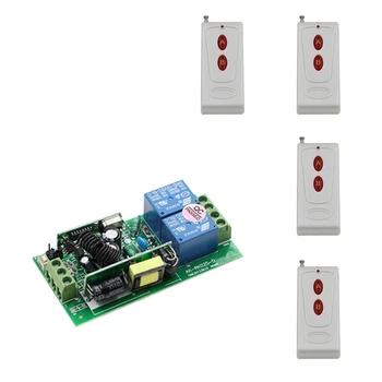 

New Arrival Big Promotion RF Wireless Remote Control System AC85V-250V 2CH Receiver and 4pcs Transmitter 2Keys 315mhz or 433mhz