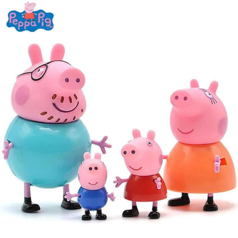 Peppa-pig-George-guinea-pig-Family-Pack-Dad-Mom-4pcs-set-Action-Figure-Original-Pelucia-Anime