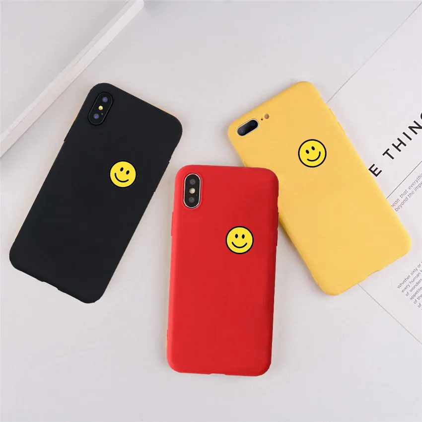 Smiley Face phone Case For iPhone X 7 Plus XS 10 Case Silicone Candy Matte Jelly case Cover For iPhone 6S 8 6 Plus XS Max Case