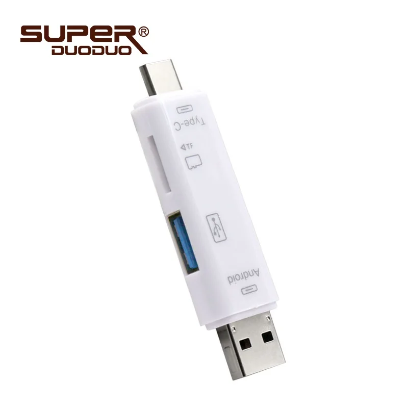 USB 3,0 3 в 1 type-C кардридер Micro USB флэш-накопитель адаптер разъем Высокоскоростной TF кардридер для карт памяти в розничной упаковке - Цвет: white