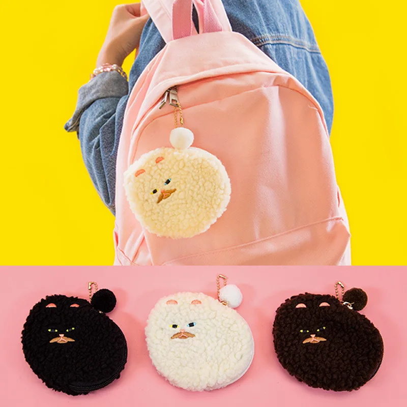Kawaii женские кошельки и плюшевая мультяшная карточка с кошкой чехол держатели