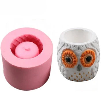 

Silica Gel Silicone Molds Animals Flower Pots Owl Shaped Concrete Pot Molds Concrete Mould Cement 3d Vase Mold H984