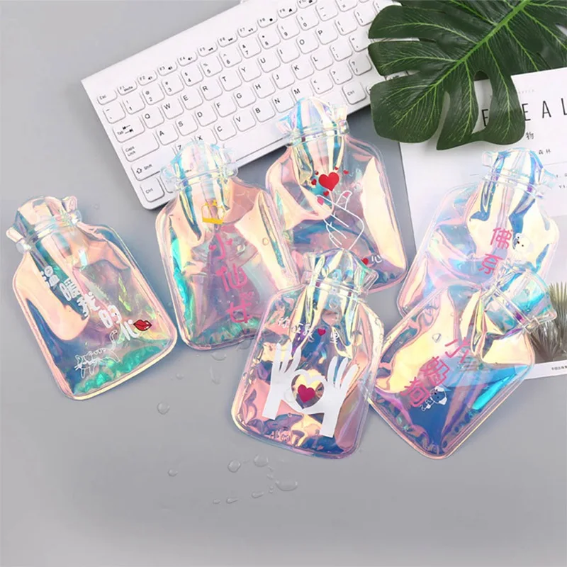 

Cute Clear Mini Hot Water Bottles Cartoon Hand Warm Water Bottle Small Portable PVC Hand Warmer Water Injection Storage Bag Tool