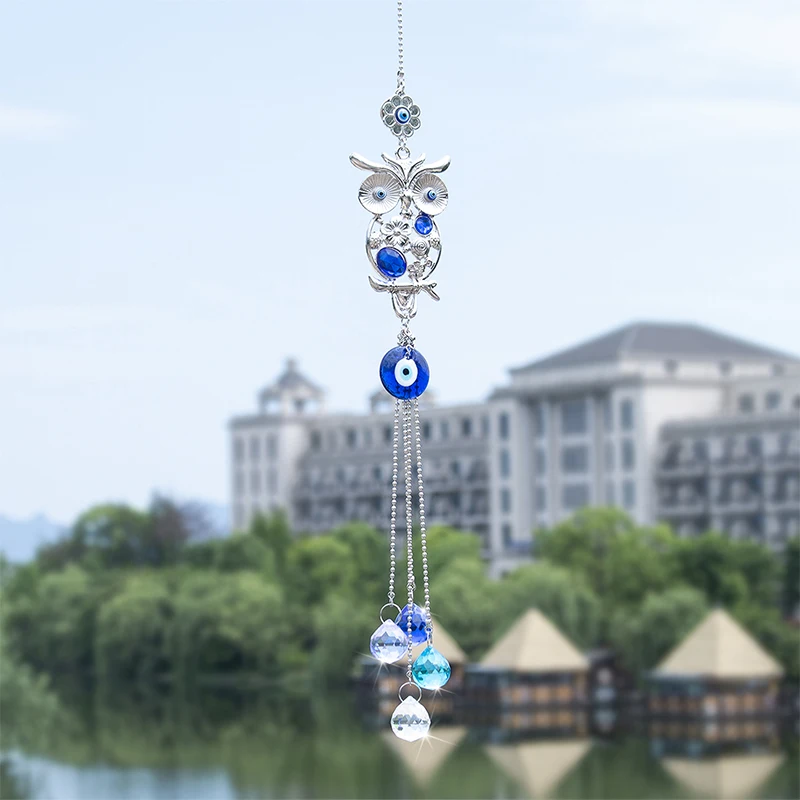 H& D синий Злой Глаз бусина(Назар) Сова Suncatcher амулет настенные Висячие украшения-дома благословение подарок удачи и защиты кулон