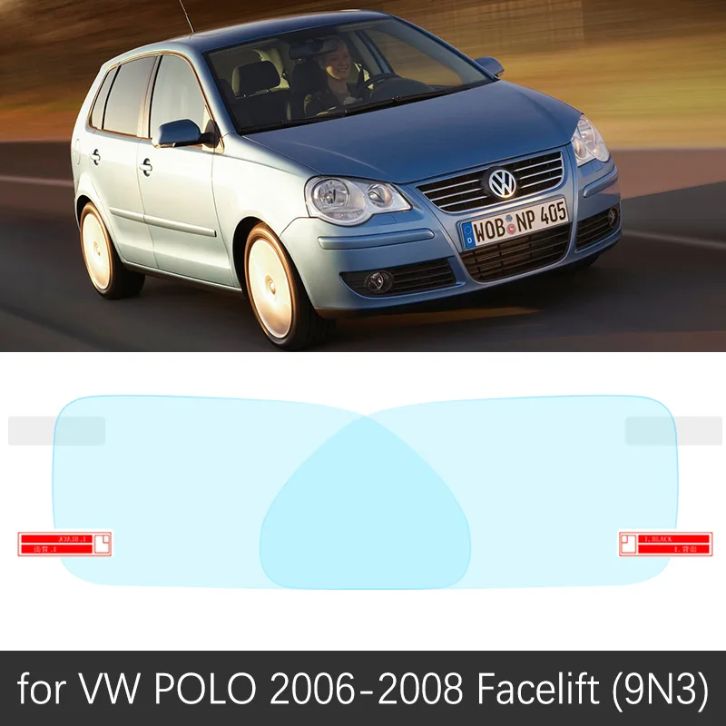 Для Volkswagen VW POLO 6N2 9N 9N3 6R 6C 1999- 3 4 5 полное покрытие противотуманная пленка зеркало заднего вида непромокаемые противотуманные аксессуары - Название цвета: VW POLO 06-08