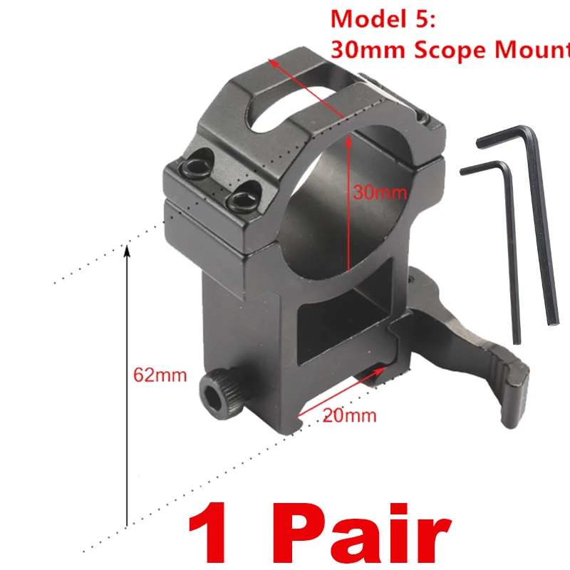 2 шт./лот, быстроразъемное крепление для прицела для охоты 30 мм, 25,4 мм, крепление для прицела, кольцо 20 мм, адаптер для Пикатинни, для винтовки
