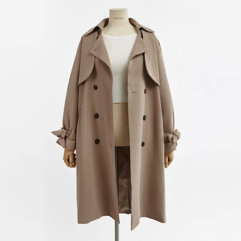Solid Basic Patch Women Trench Coat 2017 Casual Coats Spring Double