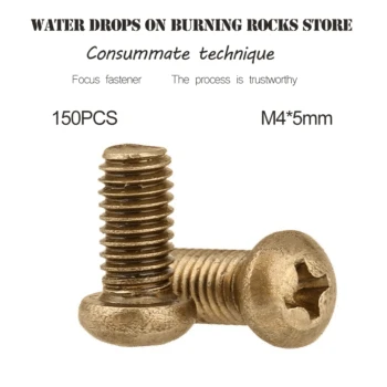 

Hot Products GB/T818 150Pcs M4*5mm Round head screws brass Copper screws pan head screws copper PM screws High quality