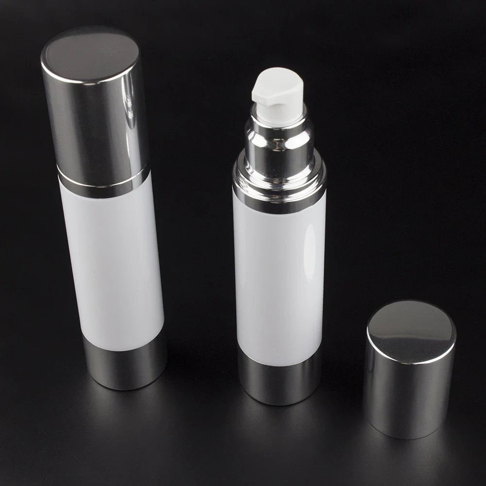 Download 100pcs wholesale empty sliver 50ml aluminium airless bottle with pump dispenser , 50ml aluminium ...
