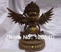 

00982 12"Tibet Buddhism Bronze Gild Garuda Buddha Statue