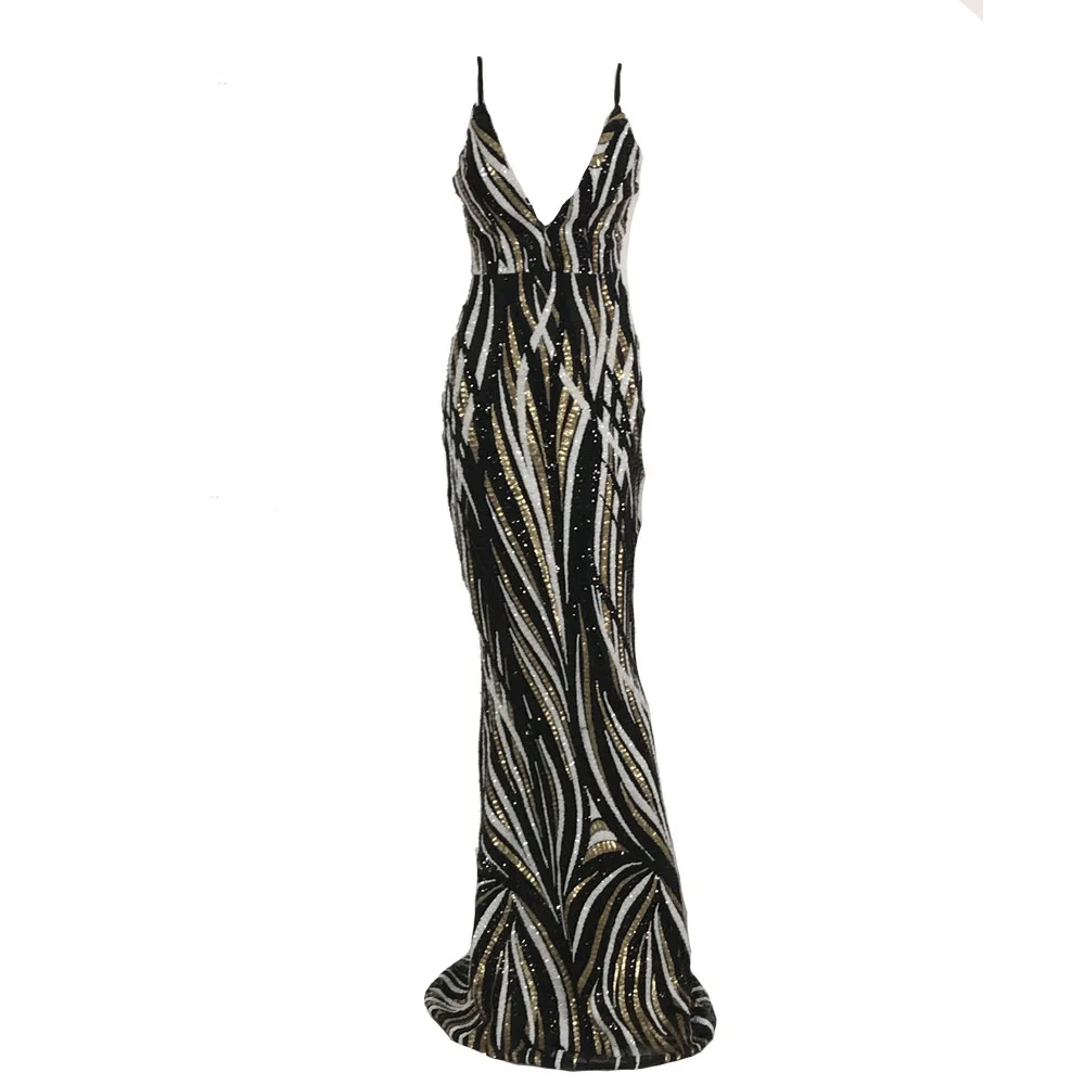 Высококачественное Сексуальное Женское Платье на бретельках с v-образным вырезом, модные элегантные длинные платья для знаменитостей