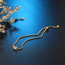 METOO Очаровательные золотые Заказные стразы браслеты с буквами для женщин 26 Английских Букв женские браслеты детские украшения для девочек