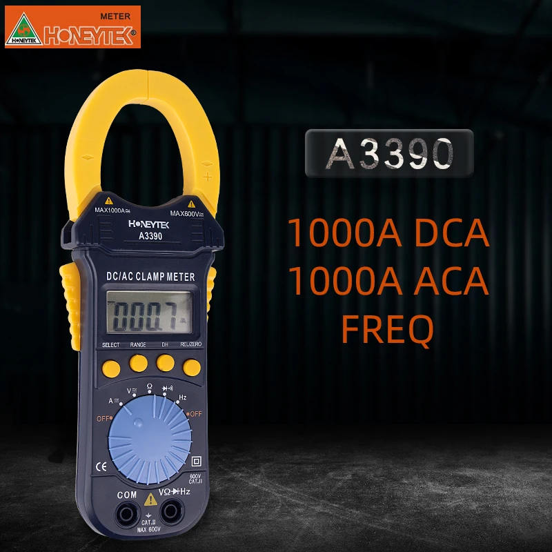 

HONEYTEK Portable Digital Clamp Multimeter 1000A ACA/DCA meter Tester can test Ohm FREQ Backlight AC/DC Ammeter Handheld LCD