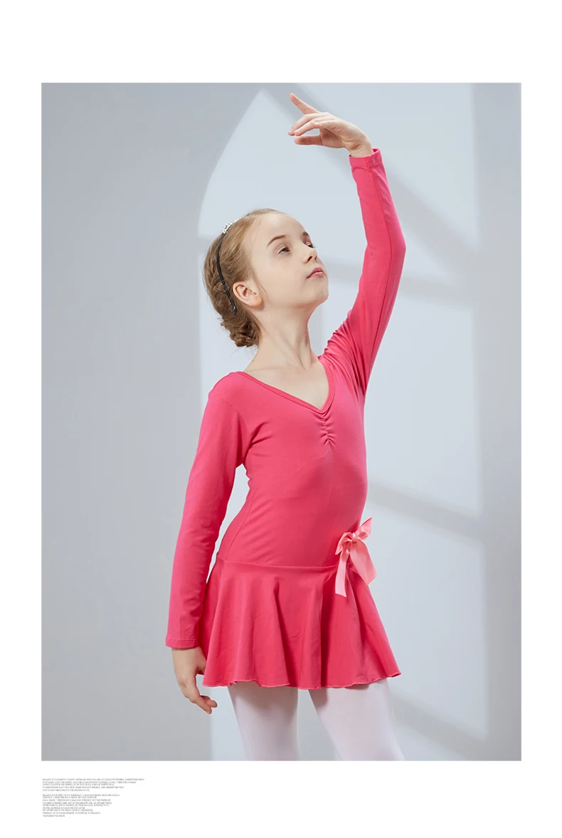 Балет Чесаный хлопок балетное платье пачка балетные костюмы для обувь девочек Дети Тюль с длинным рукавом танец гимнастика трико