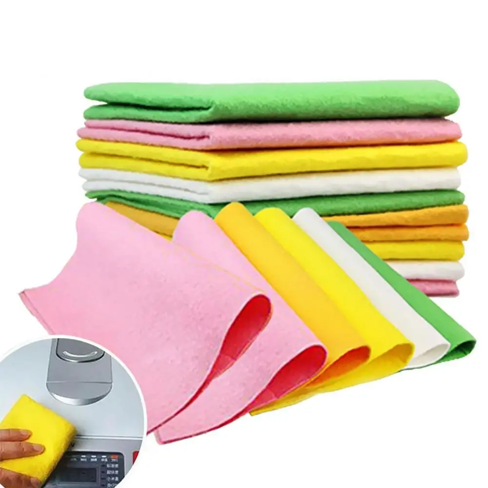 3PCS Kitchen Anti grease Wipping Rags Efficient Bamboo Fiber Cleaning