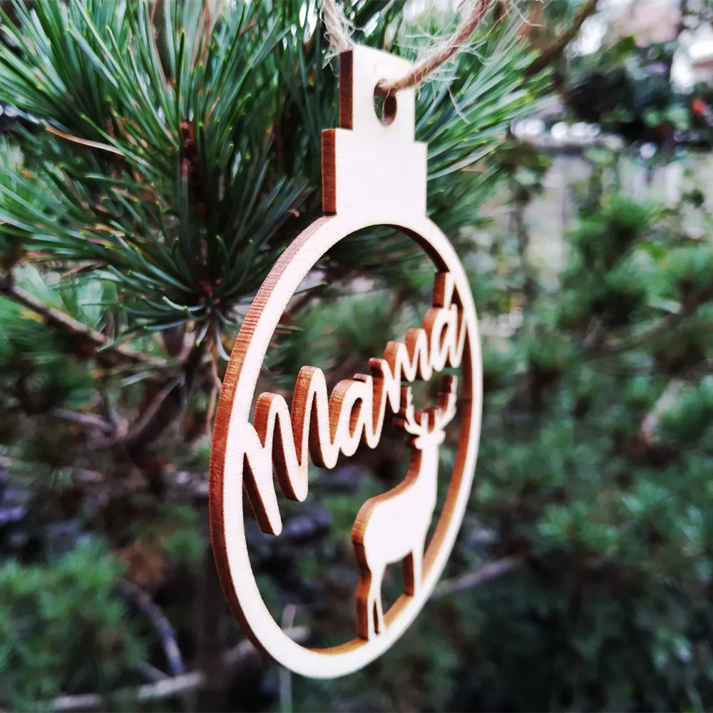 Us 20 0 10pcs Personalised Custom Wooden Wood Reindeer Name Christmas Bauble Rustic Room Tree Decoration Gift Tag Crafts Wedding Deco In Wind Chimes
