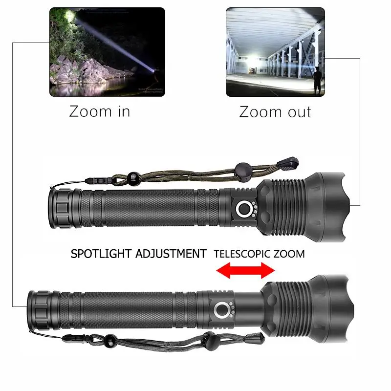 Супер яркий 160000LM XHP90 светодиодный фонарик XLamp Zoom Torch XHP70 USB перезаряжаемая водонепроницаемая лампа использовать 18650 26650 для кемпинга