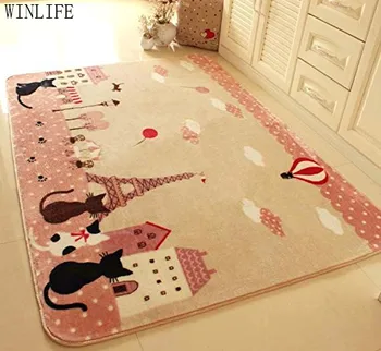 

WINLIFE Three Cats Rugs And Carpets For Home Living Room Cartoon Tower Kids Bedroom Floor Mat