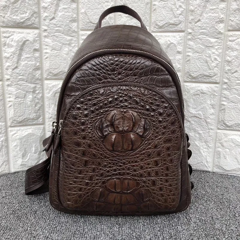 

Casual Style Genuine Crocodile Skin Zipper Closure Women Top-handle Backpack Authentic Alligator Leather Female Travel Bag Pack
