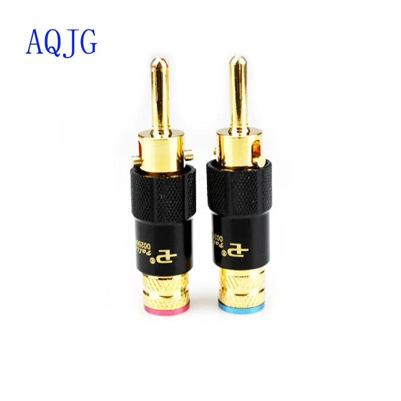 

Free Shipping Pailiccs 4pcs PS-109 Self locking type Copper 24K Gold Plated Pailiccs banana plug Audio Connector male adapte