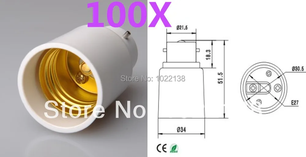 100 шт. B22 к E27 Светодиодная лампа держатель гнездо адаптера B22-E27 лампы база конвертер удлинитель Хорошее качество с трек NO