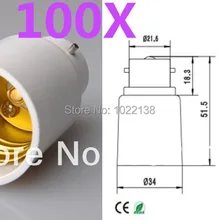 100 шт. B22 к E27 Светодиодная лампа держатель гнездо адаптера B22-E27 лампы база конвертер удлинитель Хорошее качество с трек NO
