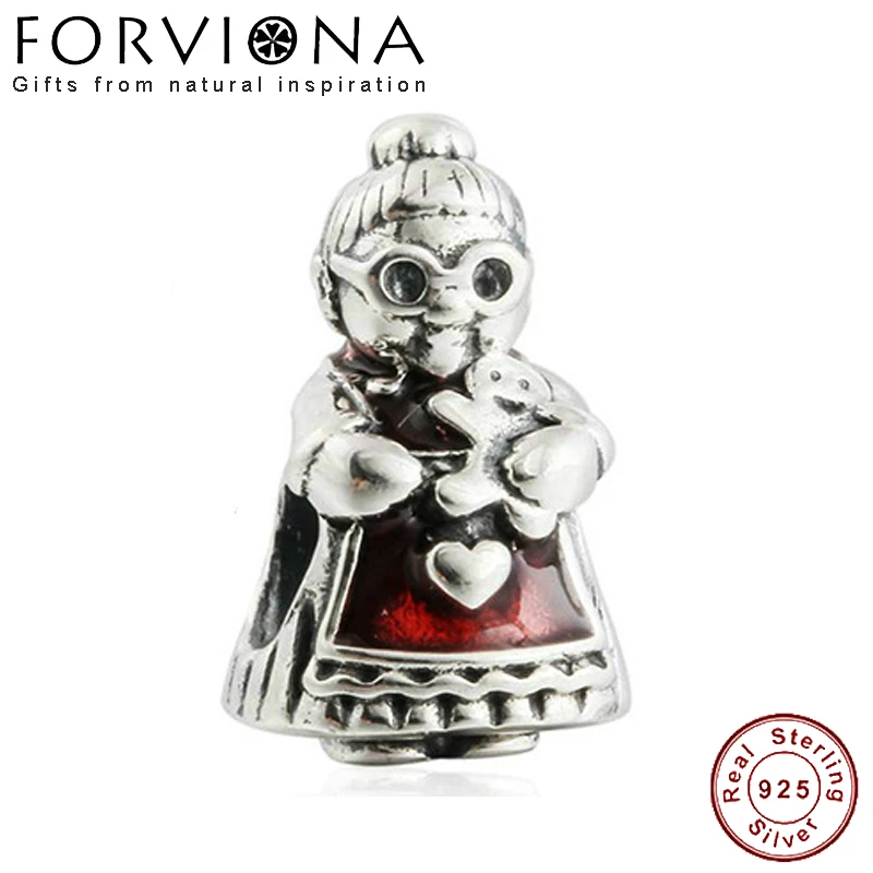 

Authentic 925 Sterling Silver Christmas Mrs Claus Charm Beads Fit European Pandora Bracelets Fashion DIY Silver Jewelry