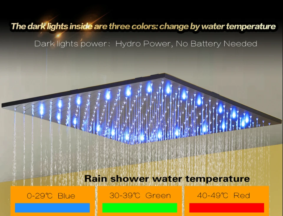 Ванная комната смеситель для душа набор чернеет душевая панель Дождь потолок температура светодиодный LED душевая головка для ванной и душ