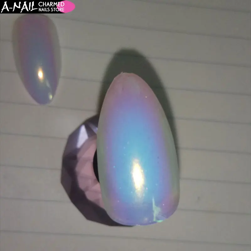 A-ناي 0.2g/boxl يونيكورن مسمار الفن بريق الكروم مسحوق الكروم أورورا الصباغ حورية البحر الغبار لالمسامير زينة أدوات