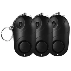 Alarme de sécurité personnelle, son d'urgence, 130db, 3 pièces, défense, auto défense, porte clés, lampe de poche LED pour femmes âgées 
