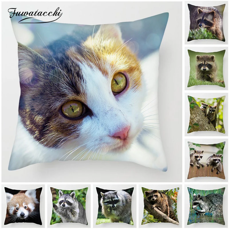 

Fuwatacchi Cute Cat Cushion Cover 45x45cm Canadian Hairless Pillow Cases for Sofa Home Chair Decor Throw New 2019 Pillowcases